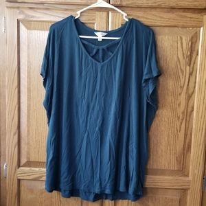 Dusty Blue Lattice Flowy Top